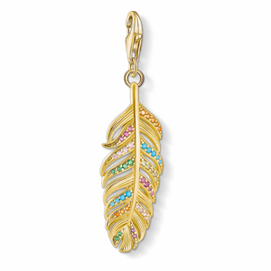 THOMAS SABO strieborný prívesok charm Feather gold 1829-488-7
