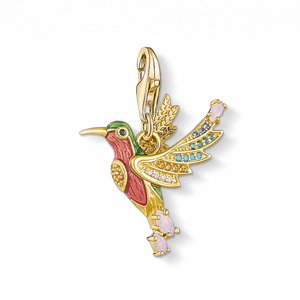 THOMAS SABO strieborný prívesok charm Colourful hummingbird gold 1828-974-7