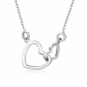 SOFIA strieborný náhrdelník spojené srdcia AM2751CLT-42+5