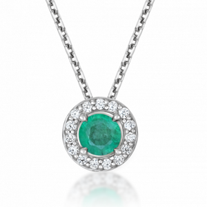 SOFIA zlatý náhrdelník so smaragdom a zirkónmi GEMCS28570-50