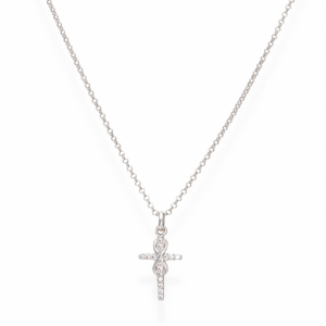 AMEN strieborný náhrdelník krížik s nekonečnom CLCRINBB