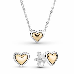 PANDORA zvýhodnený set náhrdelník a náušnice so srdiečkami 399399C00-45+299389C00