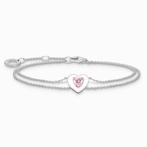 THOMAS SABO strieborný náramok Heart with pink stones A2091-041-9