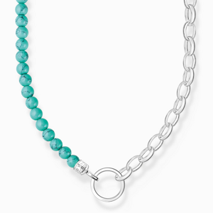 THOMAS SABO náhrdelník na charm Turquoise beads and chain links silver KE2188-404-17