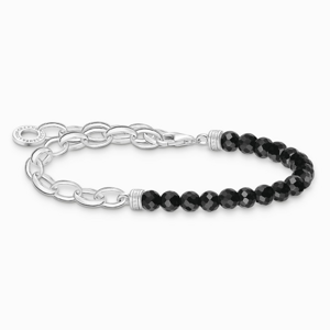 THOMAS SABO strieborný náramok na charm Black onyx beads and chain links A2098-130-11