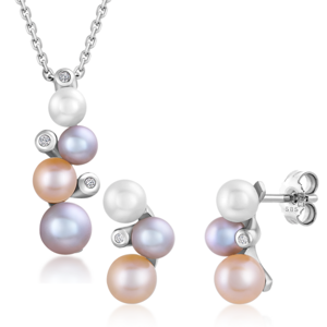 SOFIA zlatý set náhrdelník a náušnice s perlami GEMBO26609-14+GEMCS26483-15