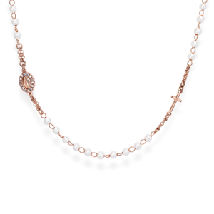 AMEN strieborný náhrdelník Rosary pearls and Miracolosa pavè CRORBZ-M3